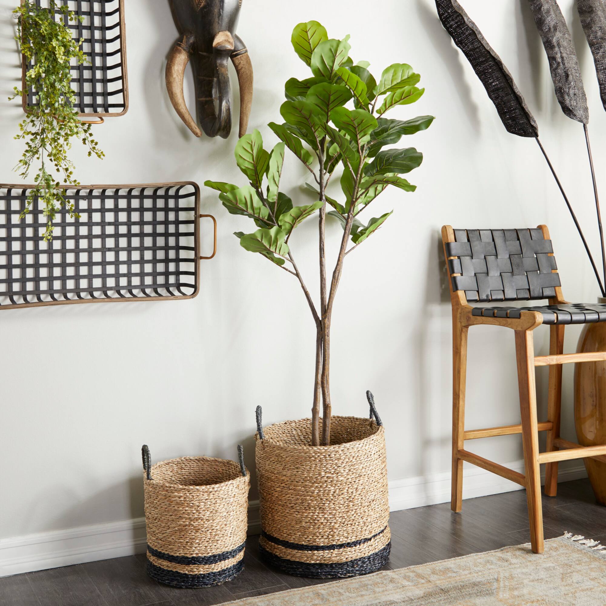 63" Black Vinyl Contemporary Potted Artificial Tree